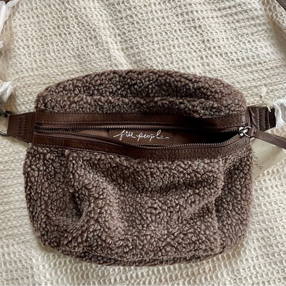 Free People Brown Sherpa Crossbody Bag